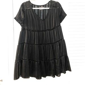 Sheer Striped Babydoll Dress